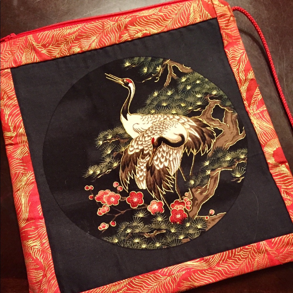 SOLD Unique handmade Japanese crane crossbody purse